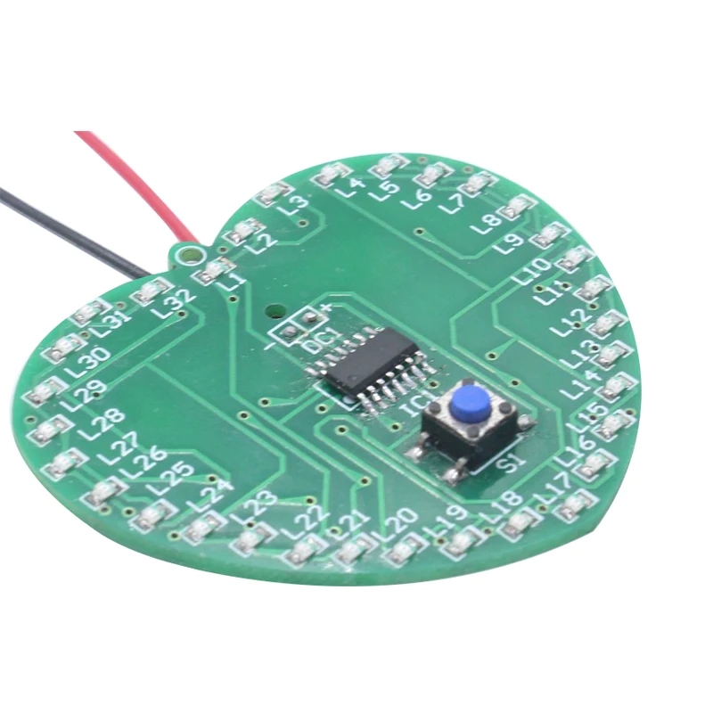 DIY Electronic Kit 32 LED Heart-shaped SMD Light-emitting Diode Microcontroller Flashing Light Kit Fun Electronic DIY Production
