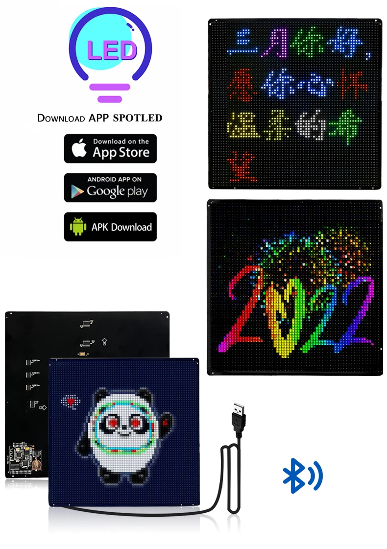 64x64 Pixels Indoor P3.75 Led Display Module Matrix HD Led Panel 25*25cm RGB LED Panel Screen for Vest Backpack Bags Animation