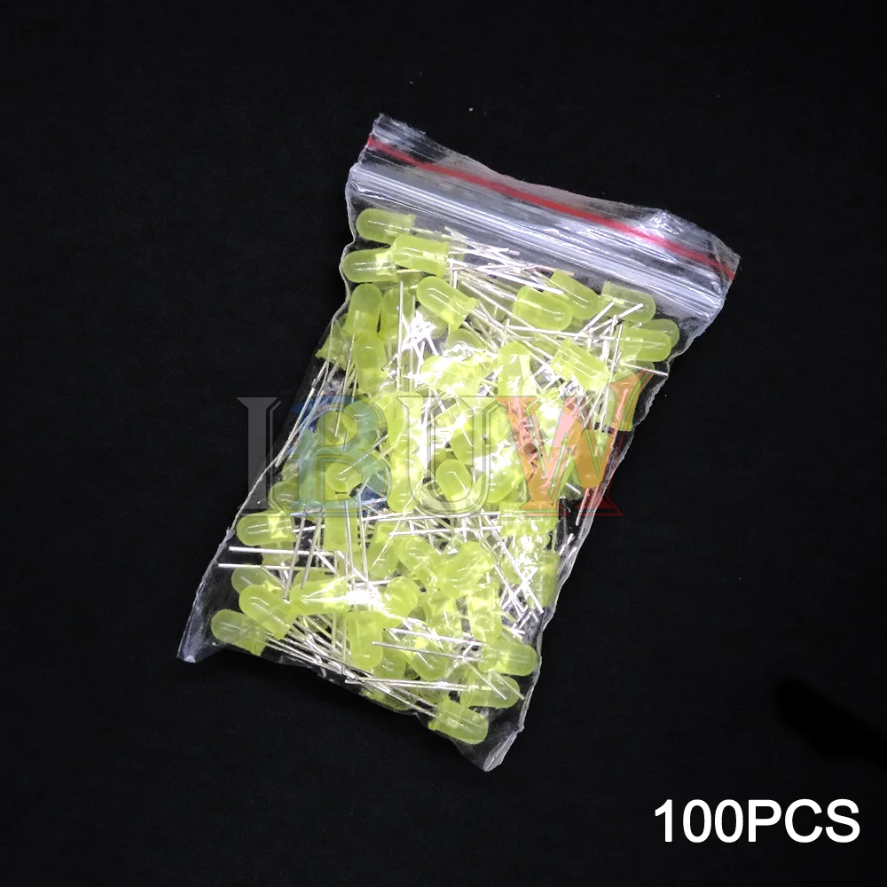 100PCS/LOT 5mm LED Diode F5 Assorted Kit IBUW White Green Red Blue Yellow Orange Pink Purple Warm White DIY Light Emitting Diode