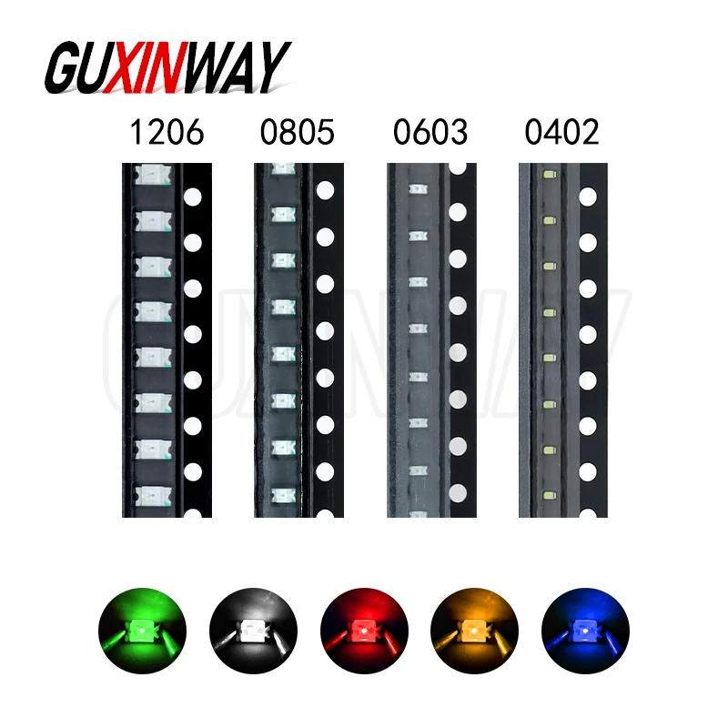 100pcs 0402 0603 0805 1206 smd led Red Yellow Green White Blue Orange light emitting diode Water Clear LED Light Diode Set