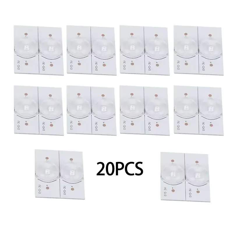 20pcs SMD LED Lens Board Lamp Beads with Fiberglass Lens 3V Cable for LED TV Repair
