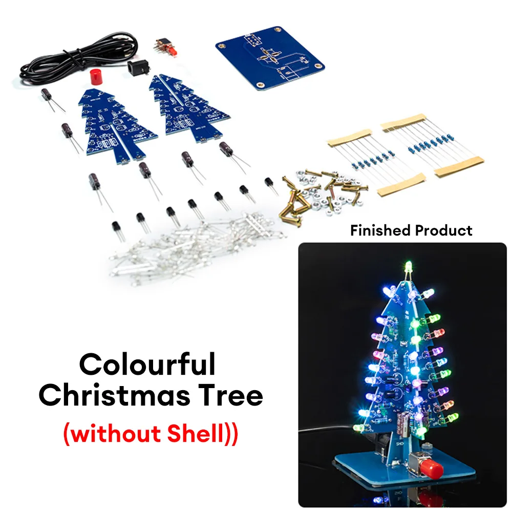 DIY LED Flashing Christmas Tree Kit DIY Electronic Kit Electronics Soldering Practice Learning Colorful 3D Xmas Tree