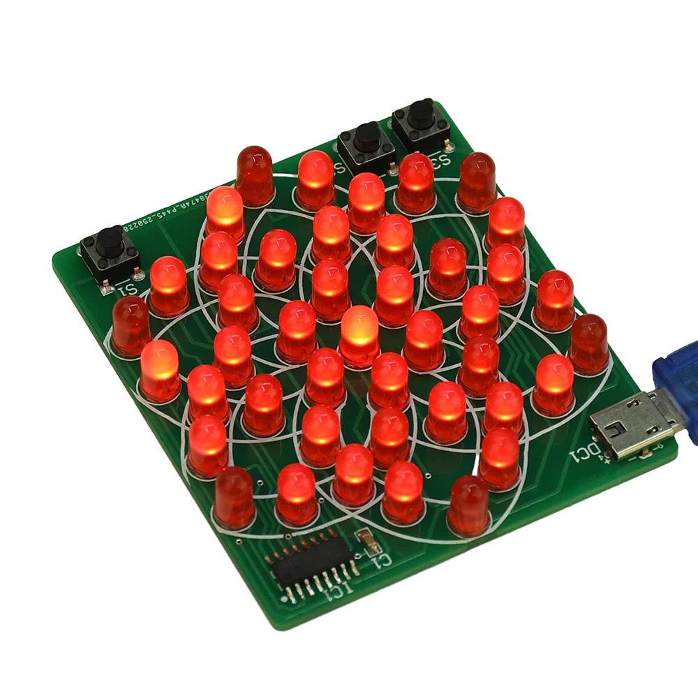 DC 4-5V Pattern Electronic Windmill 43LED Flow Light Kit Fun DIY Electronic Production Skills Training Parts Micro USB Interface