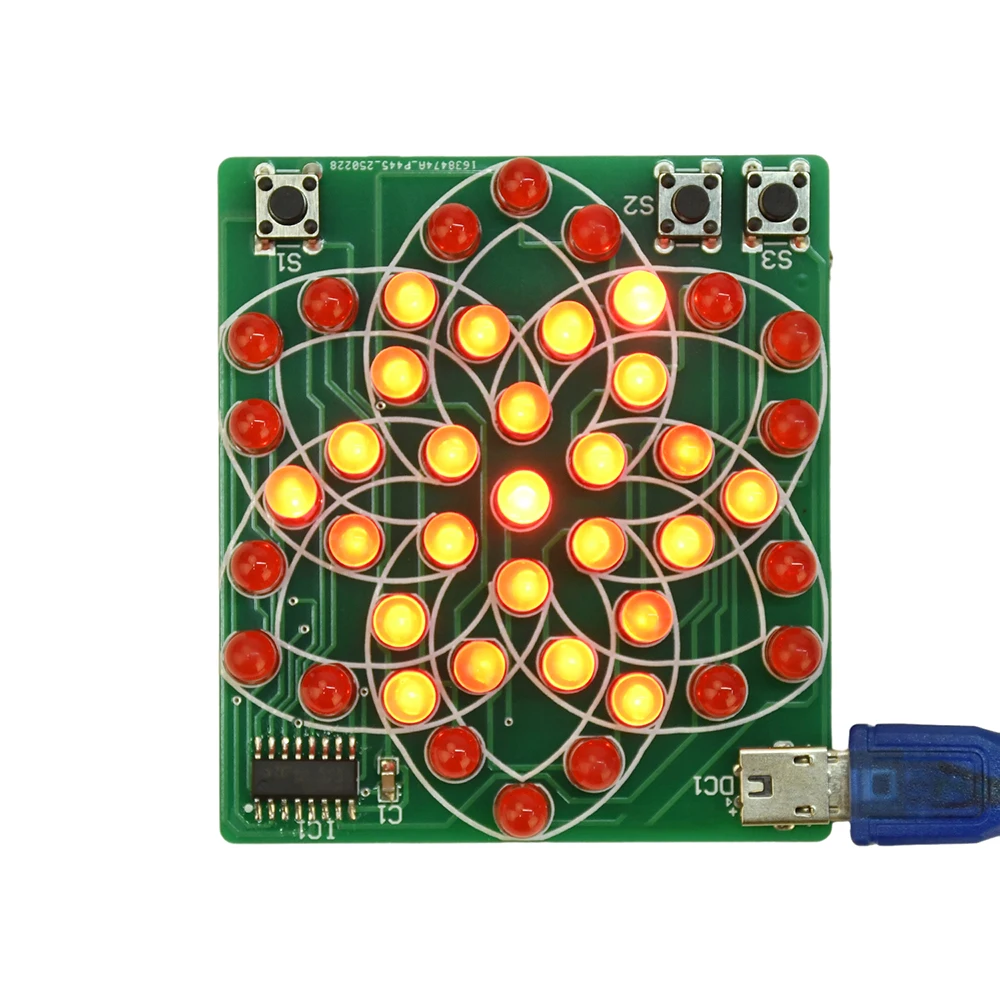 DC 4-5V Pattern Electronic Windmill 43LED Flow Light Kit Fun DIY Electronic Production Skills Training Parts Micro USB Interface