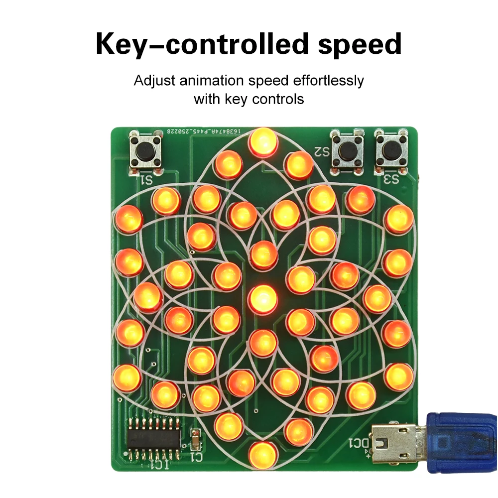 DC 4-5V Pattern Electronic Windmill 43LED Flow Light Kit Fun DIY Electronic Production Skills Training Parts Micro USB Interface