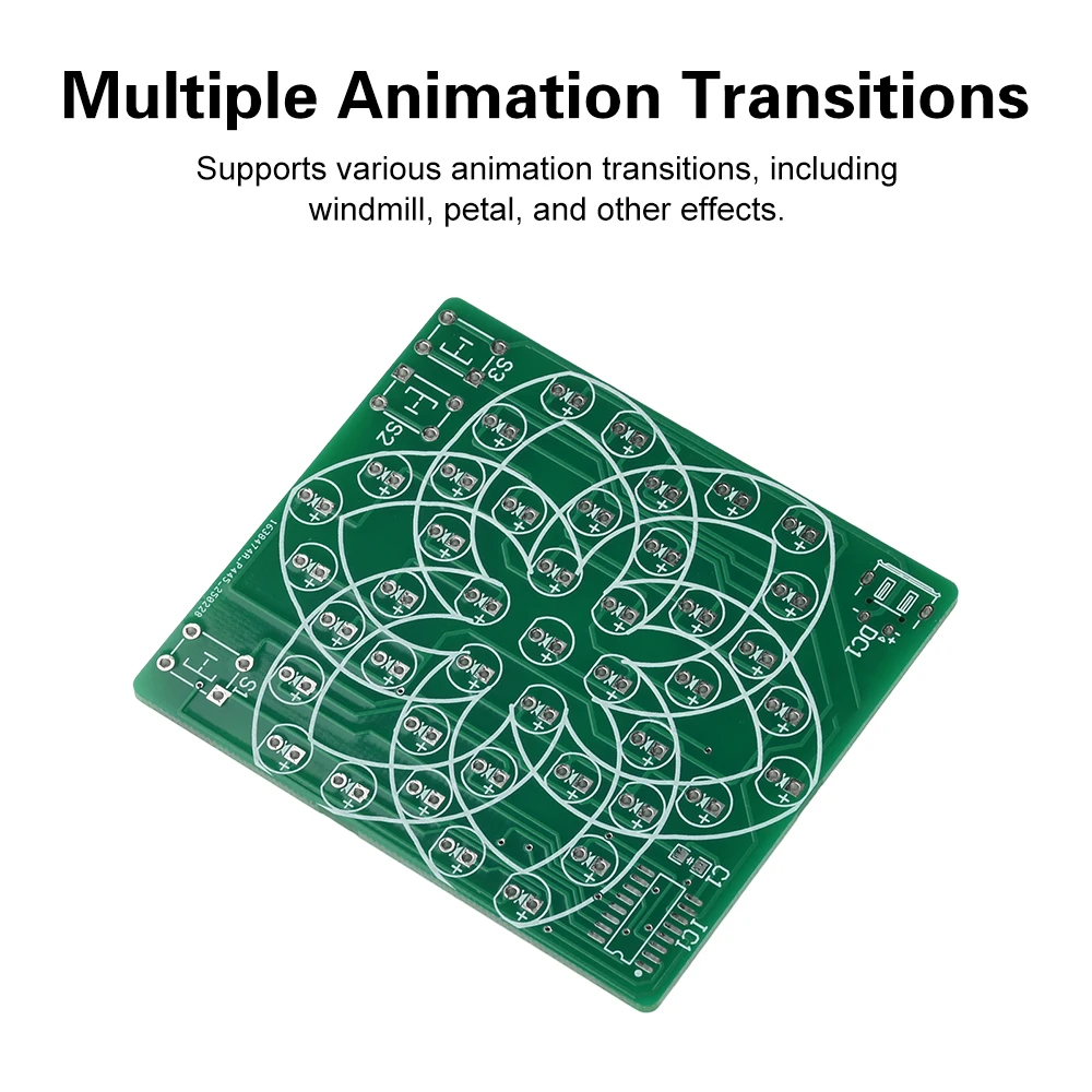 DC 4-5V Pattern Electronic Windmill 43LED Flow Light Kit Fun DIY Electronic Production Skills Training Parts Micro USB Interface