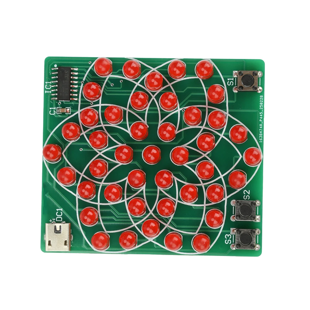 DC 4-5V Pattern Electronic Windmill 43LED Flow Light Kit Fun DIY Electronic Production Skills Training Parts Micro USB Interface