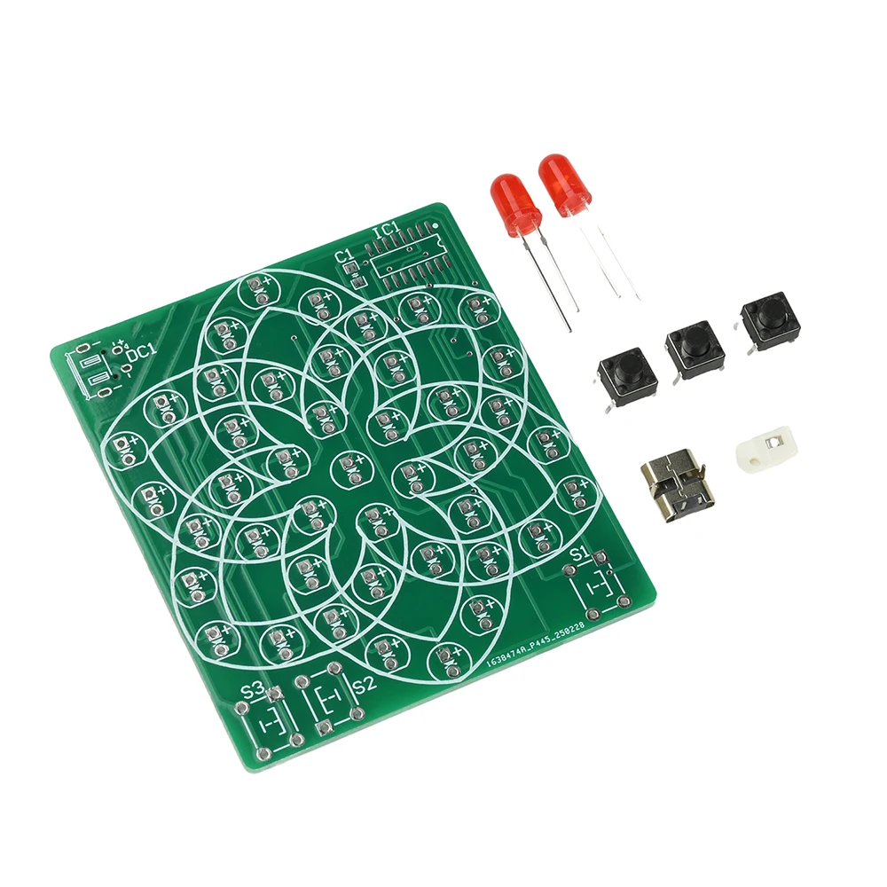 DC 4-5V Pattern Electronic Windmill 43LED Flow Light Kit Fun DIY Electronic Production Skills Training Parts Micro USB Interface