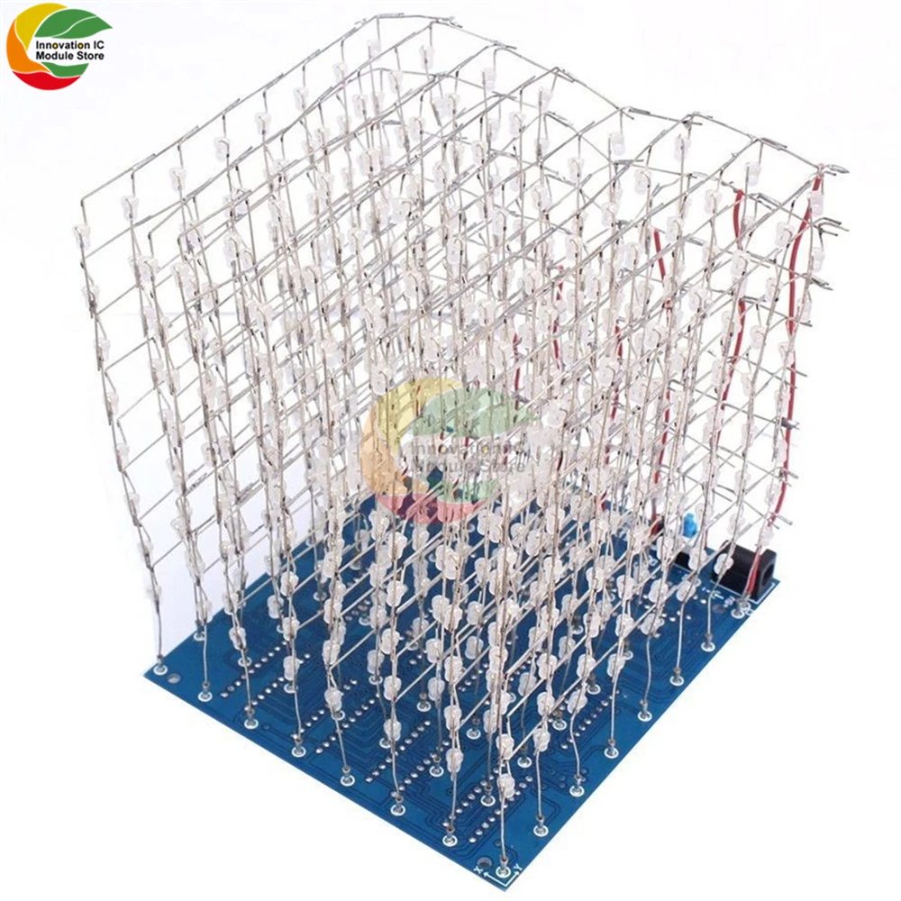 3D 8x8x8 Color Light Cube DIY Kit 8x8x8mm Led Light Cube Parts Computer Music Spectrum Microcontroller Electronics DIY Maker Kit