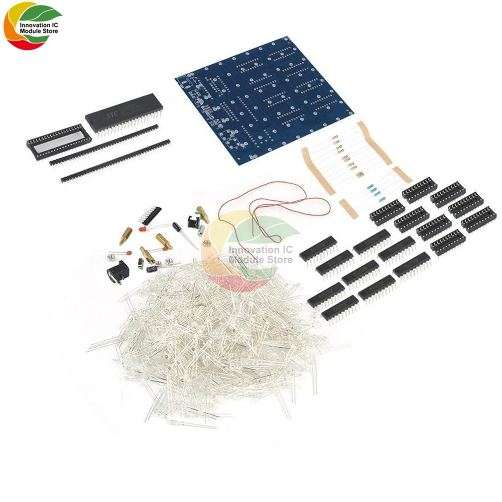 3D 8x8x8 Color Light Cube DIY Kit 8x8x8mm Led Light Cube Parts Computer Music Spectrum Microcontroller Electronics DIY Maker Kit