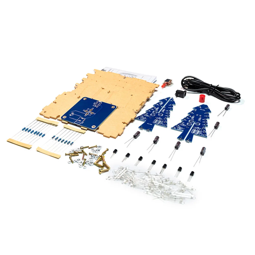DIY LED Flashing Christmas Tree Kit DIY Electronic Kit Electronics Soldering Practice Learning Colorful 3D Xmas Tree