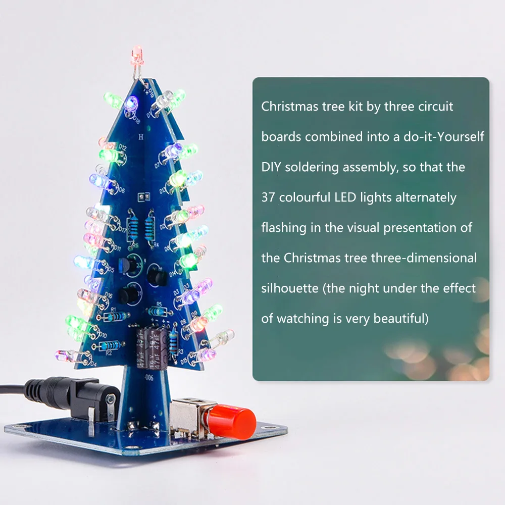 DIY LED Flashing Christmas Tree Kit DIY Electronic Kit Electronics Soldering Practice Learning Colorful 3D Xmas Tree