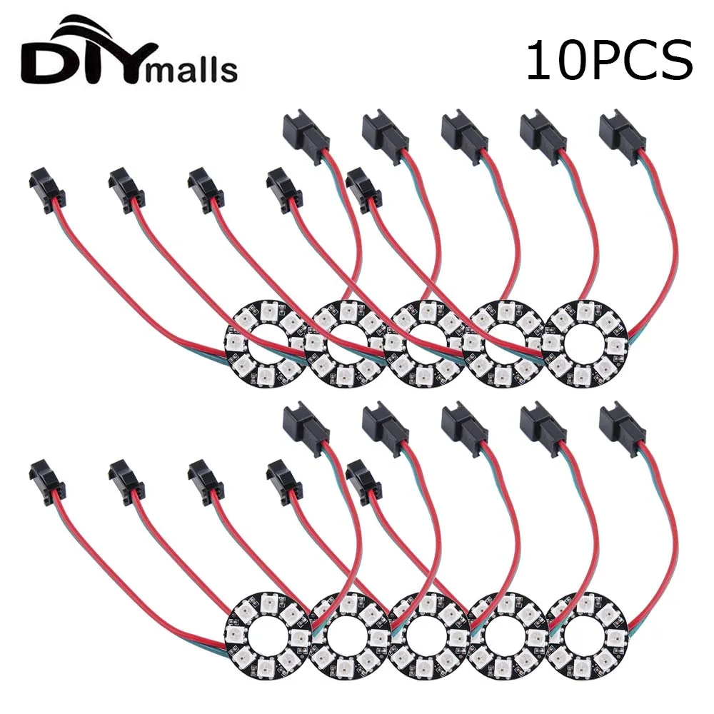 10PCS WS2812B 8 Bits Leds Pixel Ring RGB LED Circle Ring Module Full Color Round DC5V