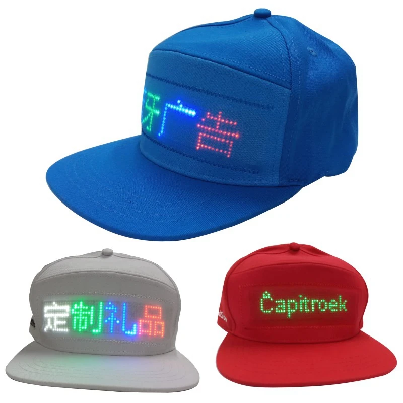 LED Hat Light Up Baseball Cap Flash Glow Hat USB Charging App Programmable LED Message Hats Scrolling LED Display Caps