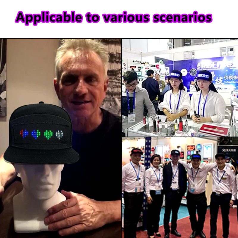 LED Hat Light Up Baseball Cap Flash Glow Hat USB Charging App Programmable LED Message Hats Scrolling LED Display Caps
