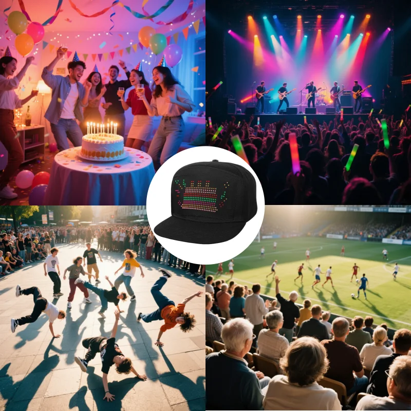 LED Hat Light Up Baseball Cap Flash Glow Hat USB Charging App Programmable LED Message Hats Scrolling LED Display Caps