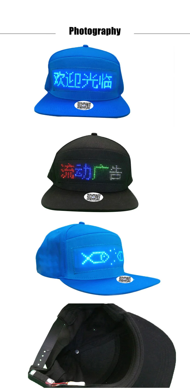 LED Hat Light Up Baseball Cap Flash Glow Hat USB Charging App Programmable LED Message Hats Scrolling LED Display Caps