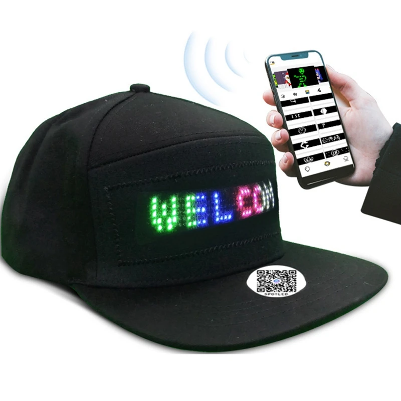 LED Hat Light Up Baseball Cap Flash Glow Hat USB Charging App Programmable LED Message Hats Scrolling LED Display Caps