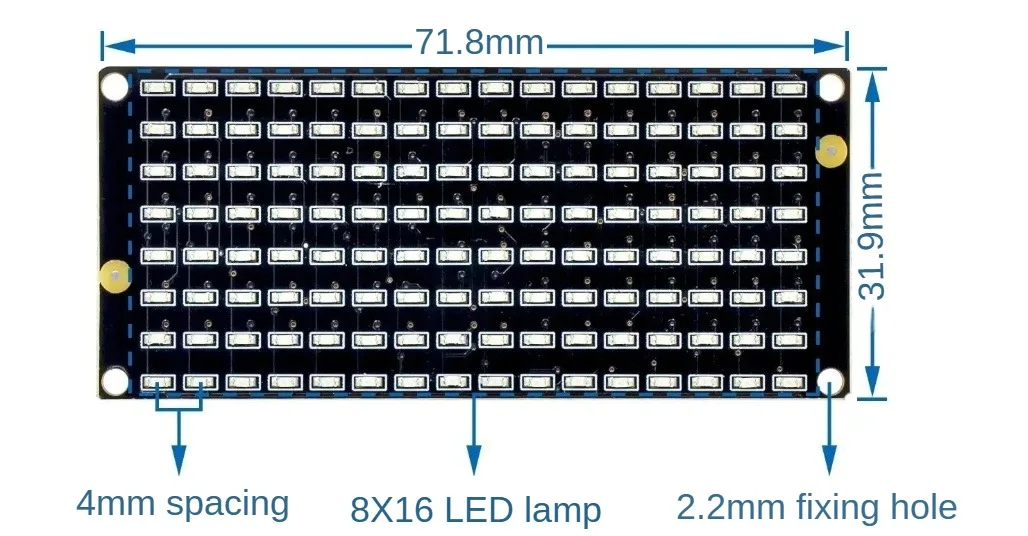 8*16 LED Matrix Display Module – I2C Interface, 3.3V~5V For Arduino, Micro:bit & Raspberry Pi DIY Projects