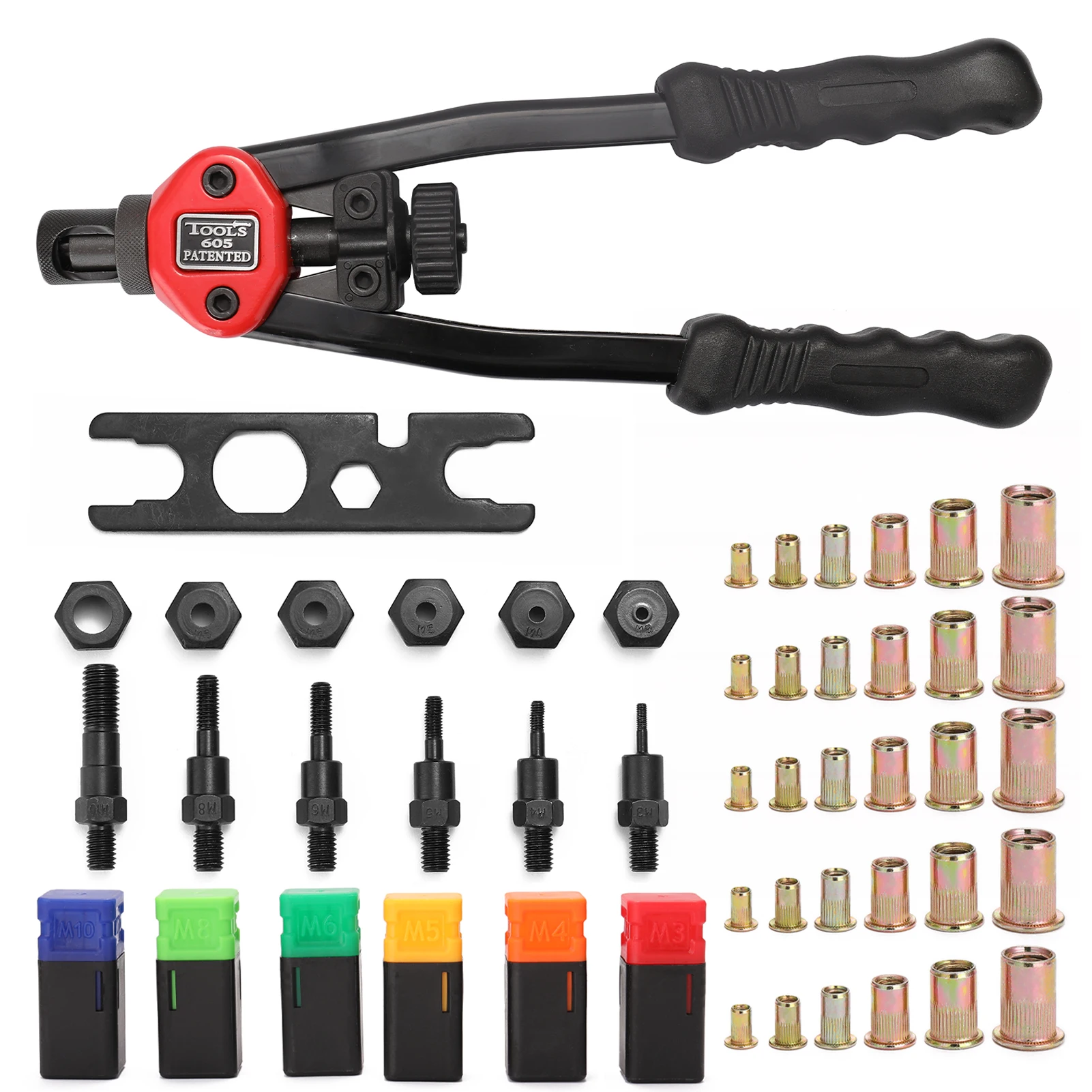Hand Riveter Labor-saving Hand Riveter BT-605 Manual Rivet Machine Riveting Tools with Nut Dies M3-M10 Labor-saving Hand Riveter