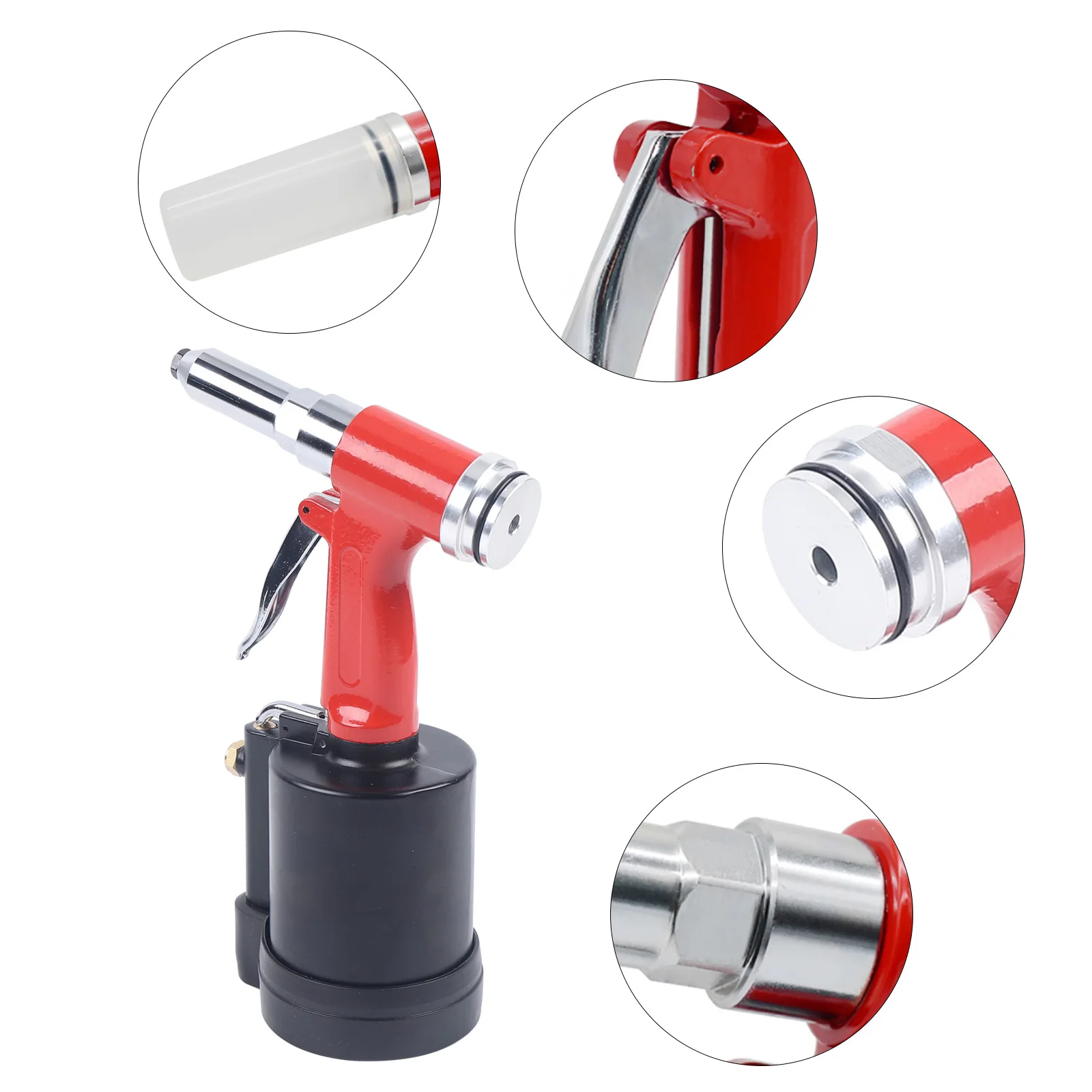 90-120psi Pneumatic Rivet Gun 1300kgf Air Riveter Riveting Tool Kit 3.2-6.4 Nails For Riveting Nuts Made of Aluminum Iron