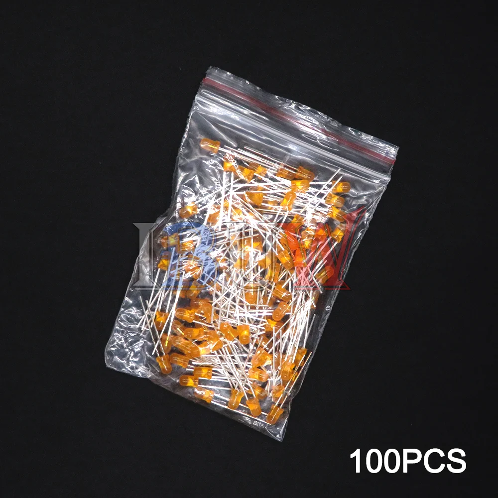 PULAR 100PCS 3mm LED Diode F3 Assorted Kit Yellow Orange White Green Red Blue Pink Purple Warm White DIY Light Emitting Diode