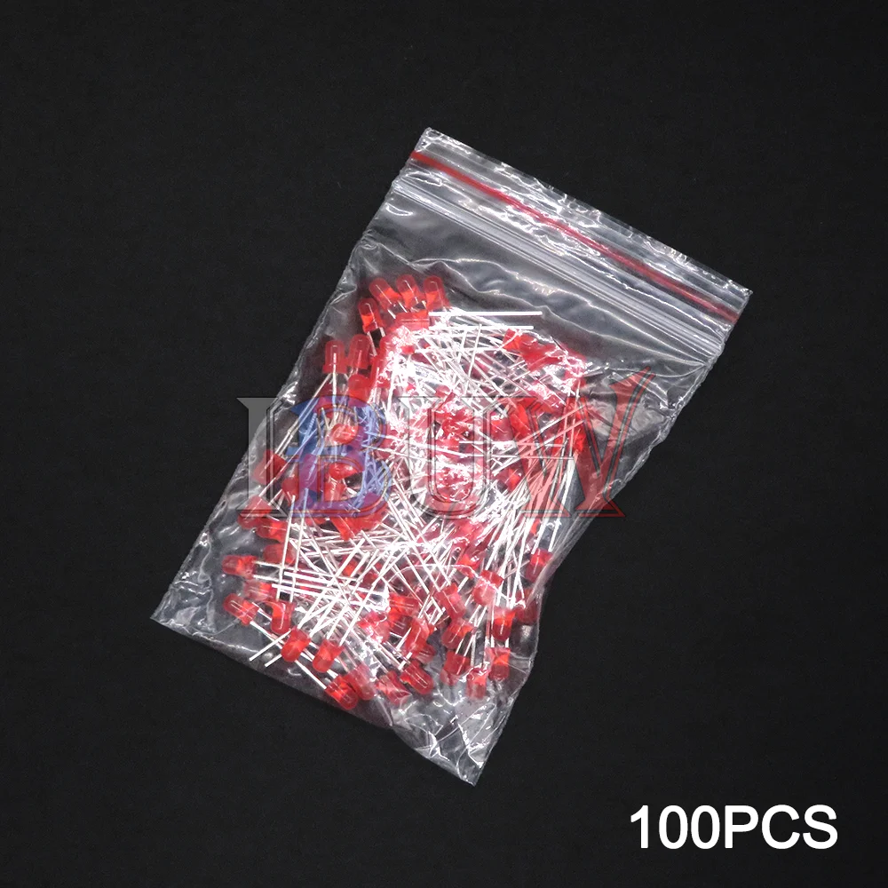 PULAR 100PCS 3mm LED Diode F3 Assorted Kit Yellow Orange White Green Red Blue Pink Purple Warm White DIY Light Emitting Diode