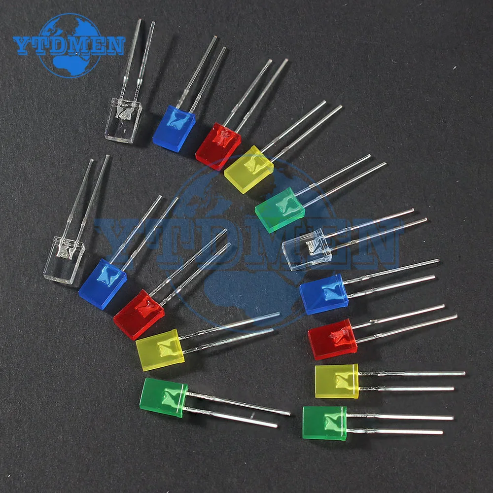 2x5x7mm Led Kit Square 5 Colors LED Diode 2x3x4mm Light-Emitting Diode Set Red Yellow Green Blue White DIY Lights Emitting Lamp