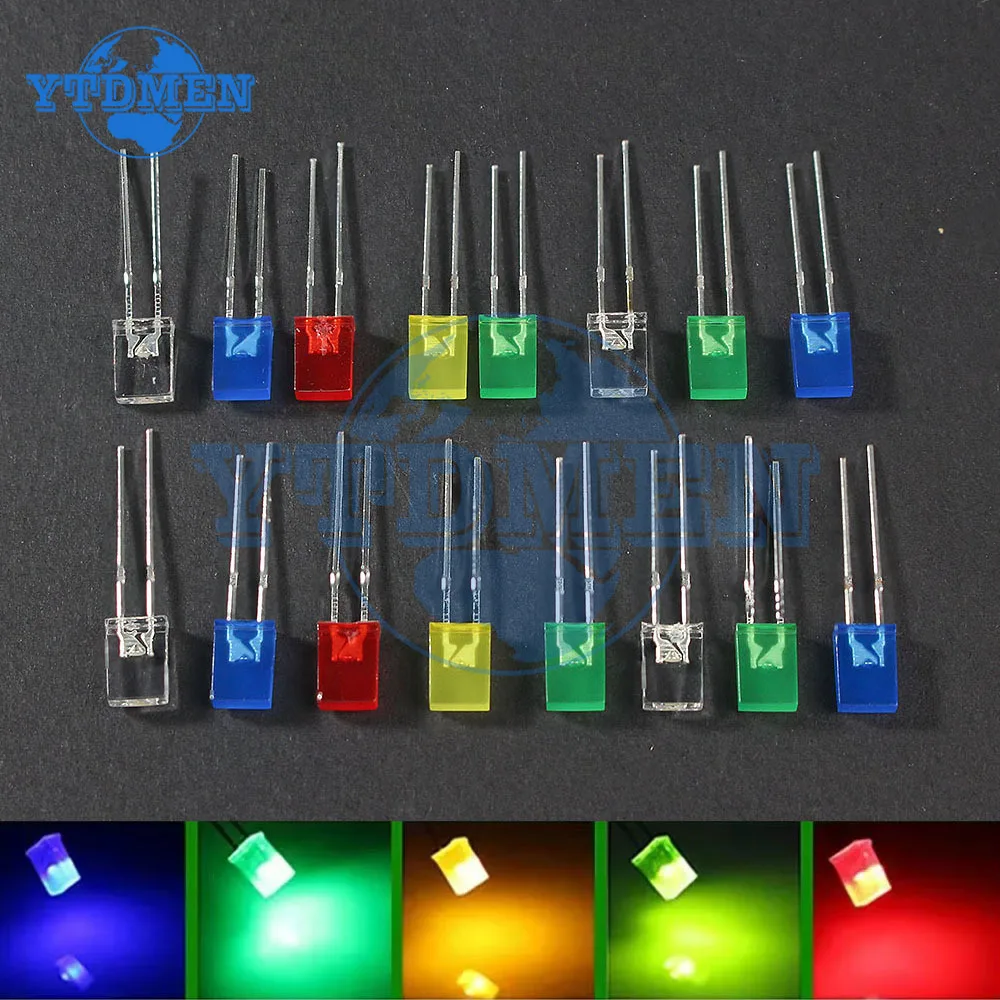 2x5x7mm Led Kit Square 5 Colors LED Diode 2x3x4mm Light-Emitting Diode Set Red Yellow Green Blue White DIY Lights Emitting Lamp