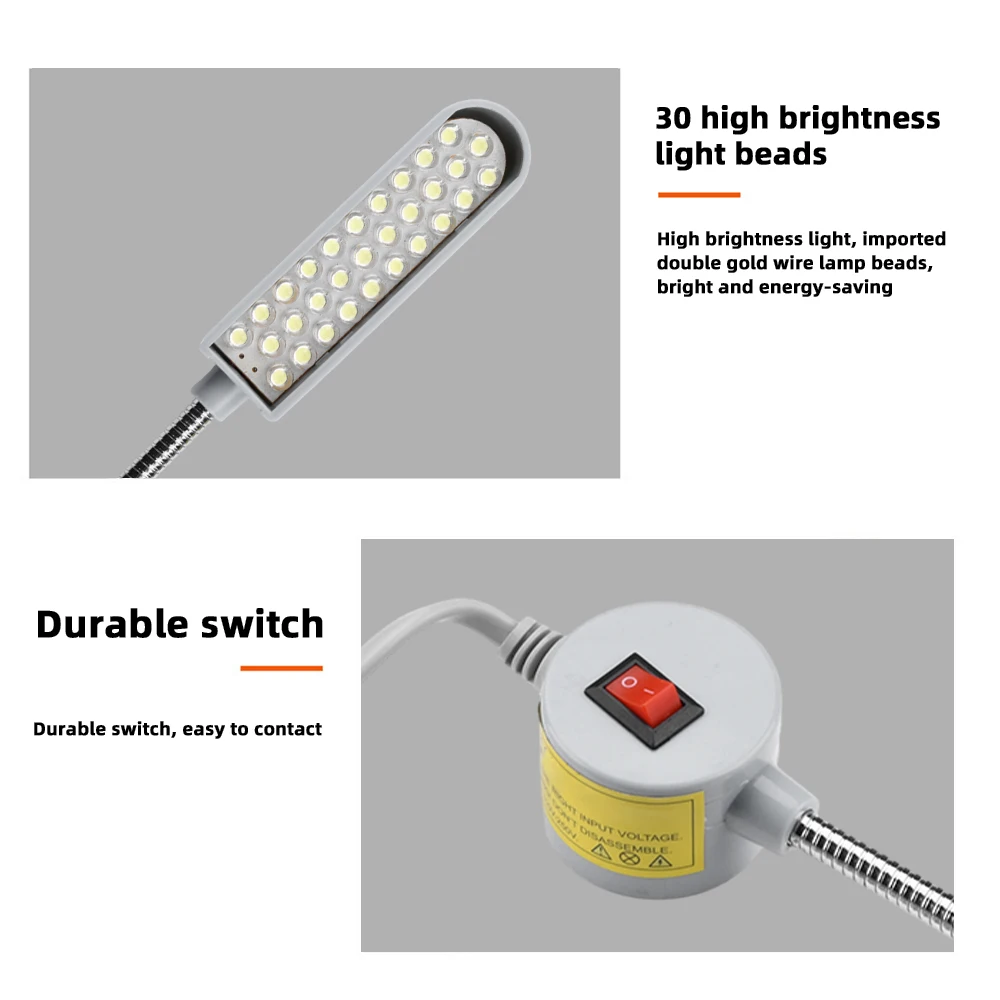LED30 LED bead sewing machine lighting work light, strong magnetic base, long hose can easily change the lighting position