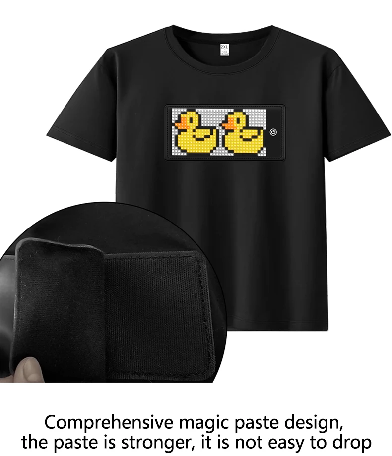APP Control Bluetooth Programmable LED T Shirt with RGB Full Color Light Up LED Display Screen, Unisex Fashion LED T Shirt Panel