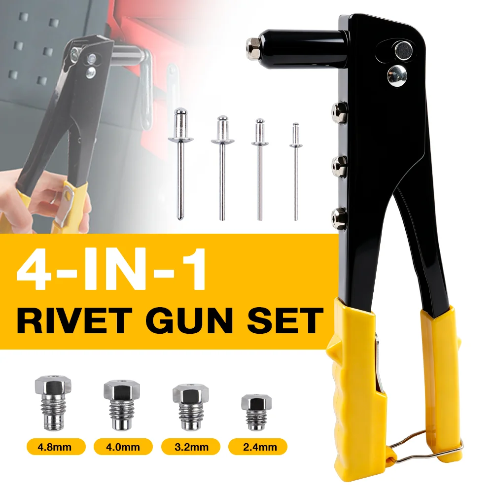 Professional Manual Rivet Gun Set Quick Riveting Tool Heavy Duty Hand Tool Set with Rivet Heads Effortless for Home Car Repair