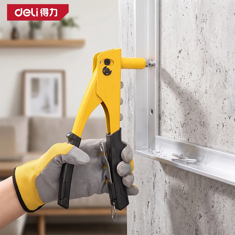Pop Rivet Gun 20Cr Alloy Steel Jaws Hand Riveter 4 Interchangeable Nozzles 2.4/3.2/4/4.8mm Blind Rivet Tool for Metal Sheet