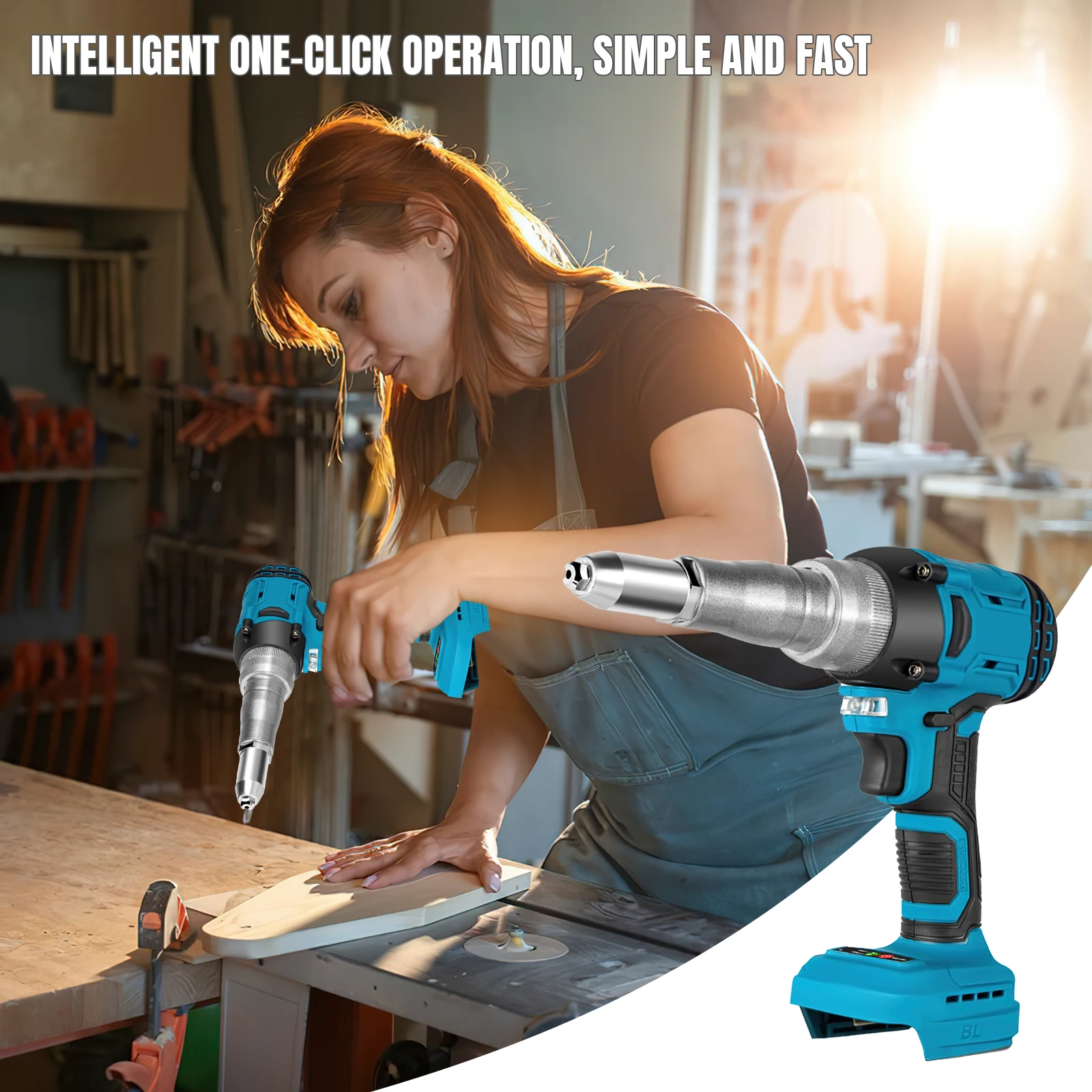 588Nm Brushless Electric Rivet Gun 2.4-5.0mm Rivet Nut Gun Drill Insert Automatic Riveting Tool For Makita 21V Battery