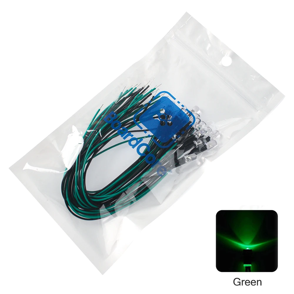 20PCS 20cm Pre Wired 12V 5mm Light Emitting Diode Pre-soldere 3-12V White/Red/Green/Blue/Yellow/Warm White LED Diodes Lights Kit