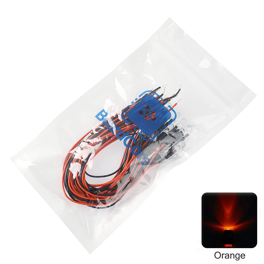 20PCS 20cm Pre Wired 12V 5mm Light Emitting Diode Pre-soldere 3-12V White/Red/Green/Blue/Yellow/Warm White LED Diodes Lights Kit