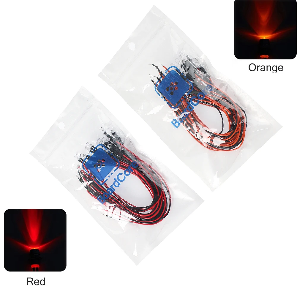20PCS 20cm Pre Wired 12V 5mm Light Emitting Diode Pre-soldere 3-12V White/Red/Green/Blue/Yellow/Warm White LED Diodes Lights Kit