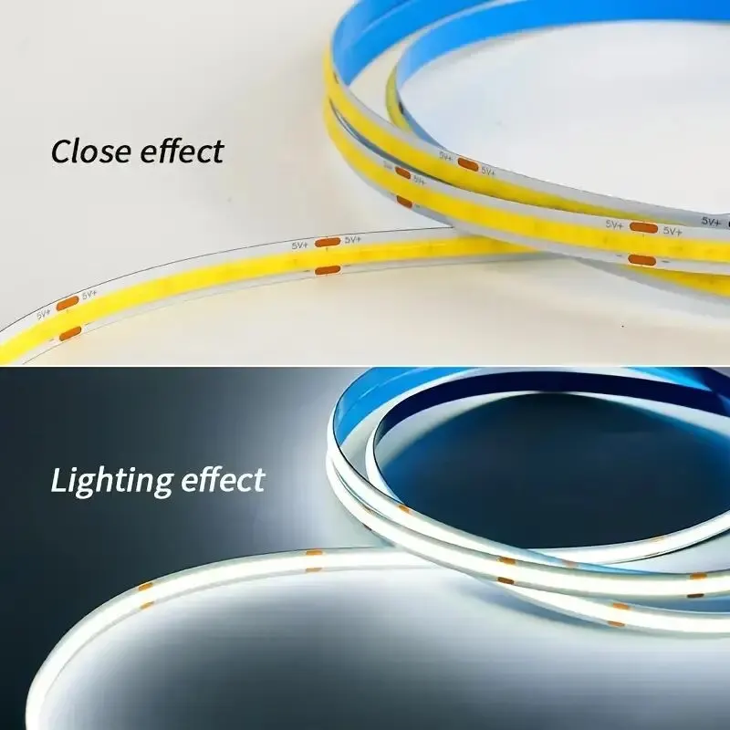 5V COB Strip Lights Touch Dimmer USB Flexible Diode Tape Ribbon For Kitchen Garage DIY TV Mirror PC Backlight Wall Decor Lights