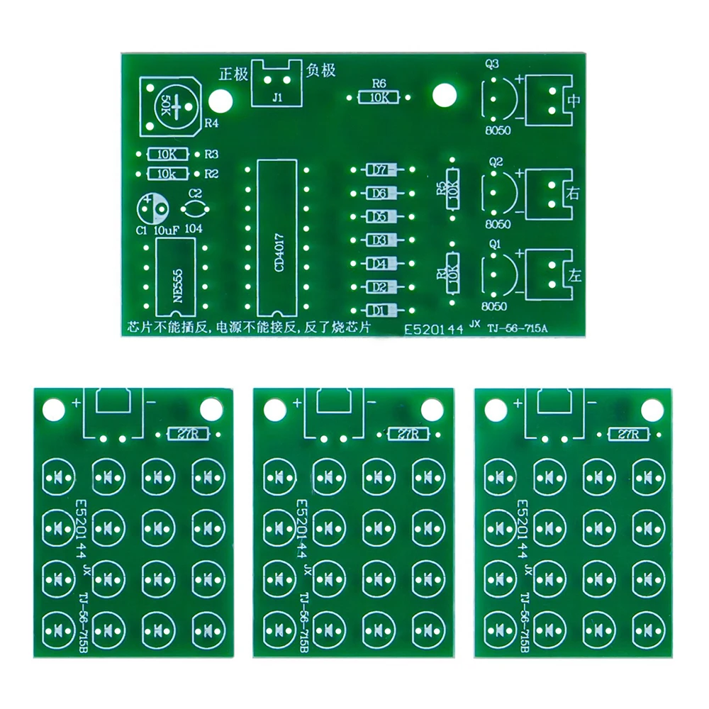 TJ-56-715 CD4017+NE555 Red, White, Blue Three Color LED Flow Light Production Kit DIY Learning Electronic Parts