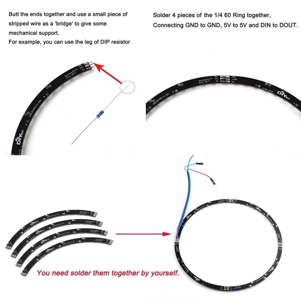 WS2812B 5050 RGB LED Ring 7 / 8 / 12 / 16 / 24 / 60 Bits Lamp Light with Integrated Drivers WS2812 for Arduino Raspberry Pi