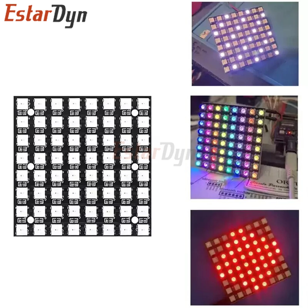Estardyn WS2812 5050 RGB 8x8 64 LED Matrix Module Individually Addressable Full Color for ESP32 DIY Animations Display