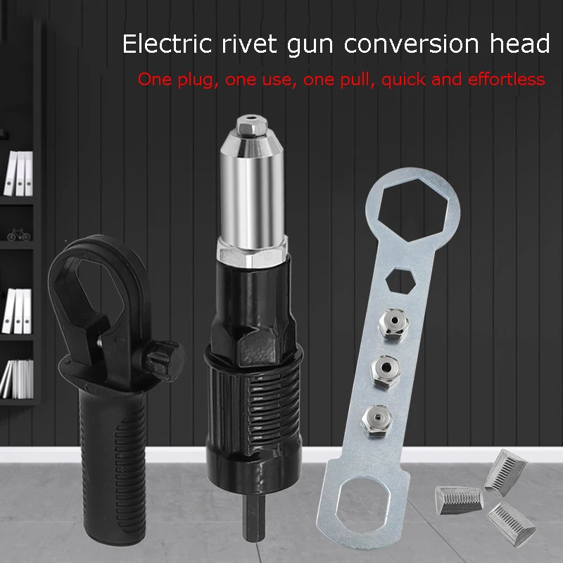 Electric Drill Rivet Gun Adapter Hex Shank Riveting Tool Conversion Head 2.4/3.2/4.0/4.8mm Rivet Nut Gun Converter Connector