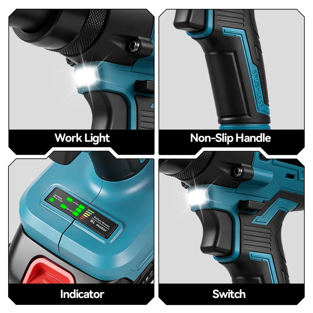 ONEVAN 1200W Brushless Electric Rivet Gun 25000N Cordless Fit 2.4-5.0mm Riveting Industry Renovation Tool For Makita Battery Pin
