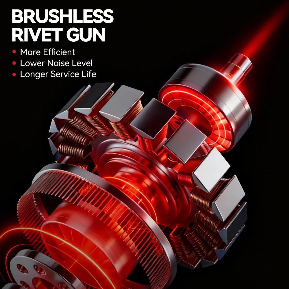 ONEVAN 1200W Brushless Electric Rivet Gun 25000N Cordless Fit 2.4-5.0mm Riveting Industry Renovation Tool For Makita Battery Pin