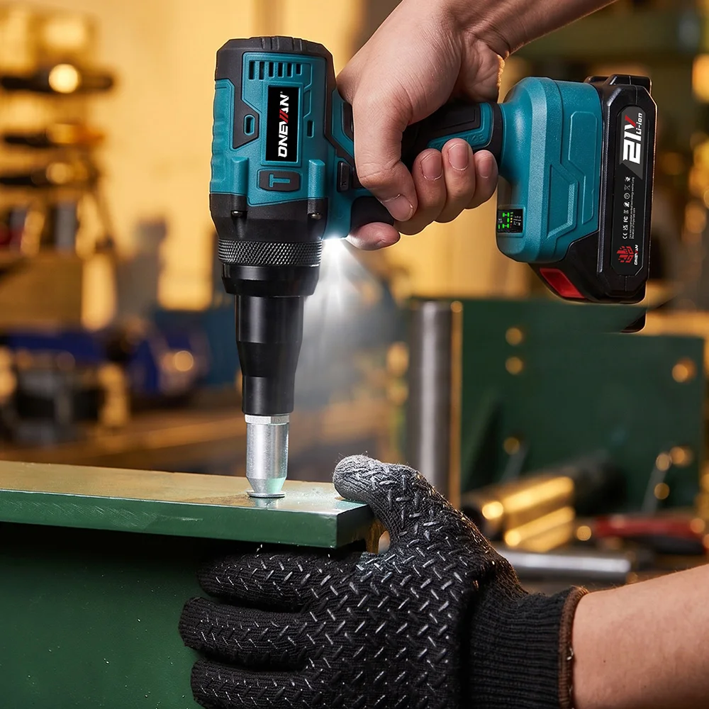 ONEVAN 1200W Brushless Electric Rivet Gun 25000N Cordless Fit 2.4-5.0mm Riveting Industry Renovation Tool For Makita Battery Pin
