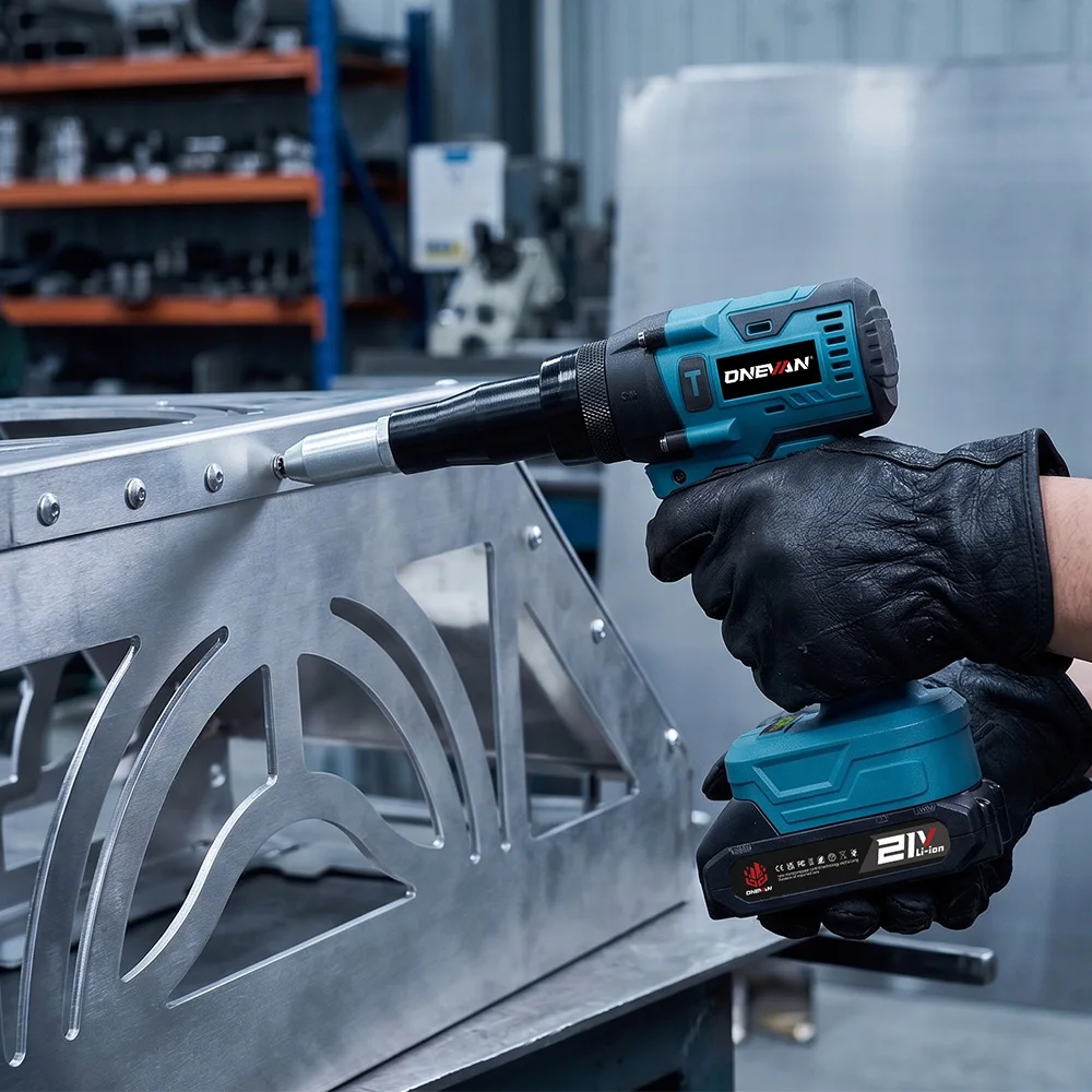 ONEVAN 1200W Brushless Electric Rivet Gun 25000N Cordless Fit 2.4-5.0mm Riveting Industry Renovation Tool For Makita Battery Pin