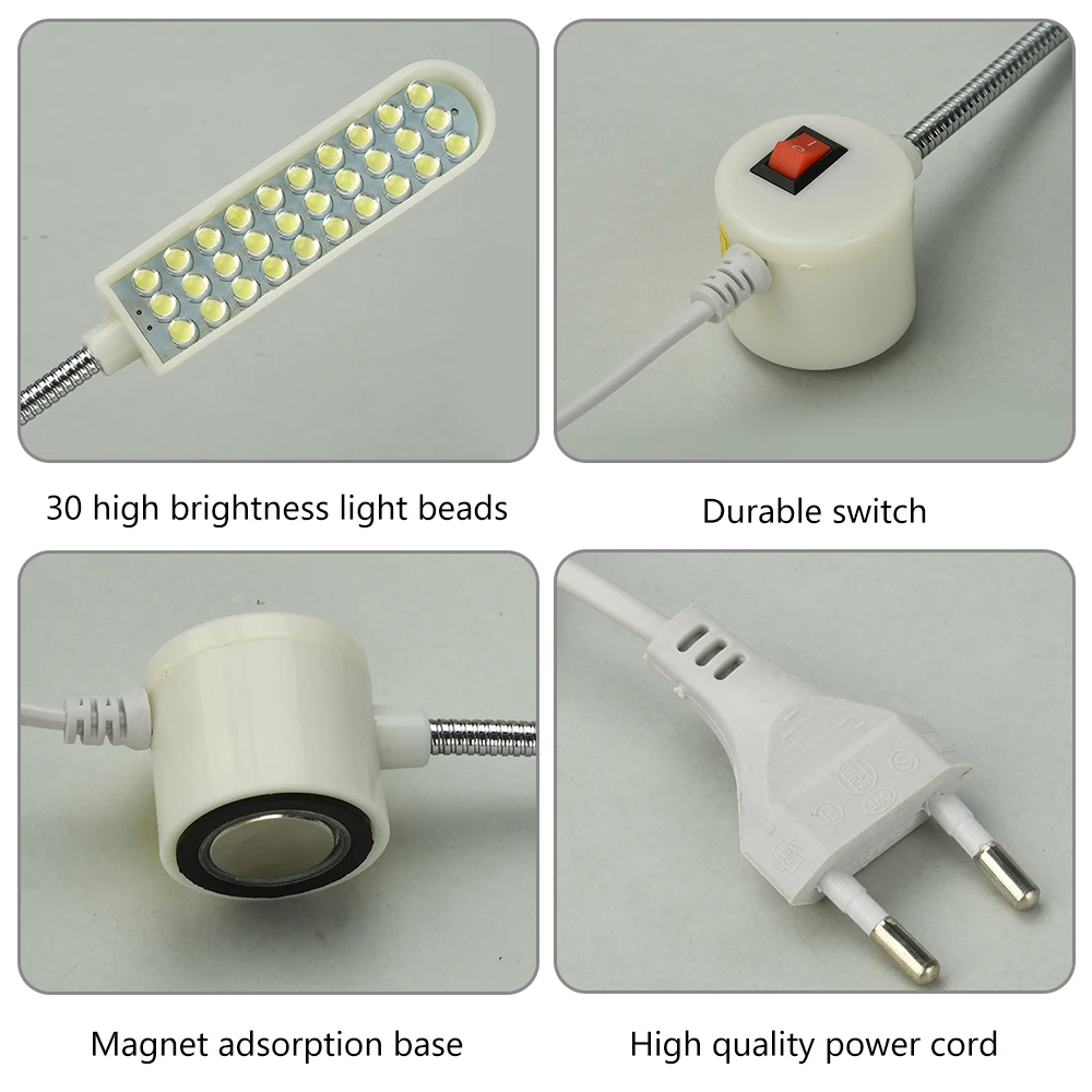 30 LED Industrial Sewing Machine Lighting Lamp Clothing Magnetic Base Work Light 360° Folding Gooseneck Industrial Lights