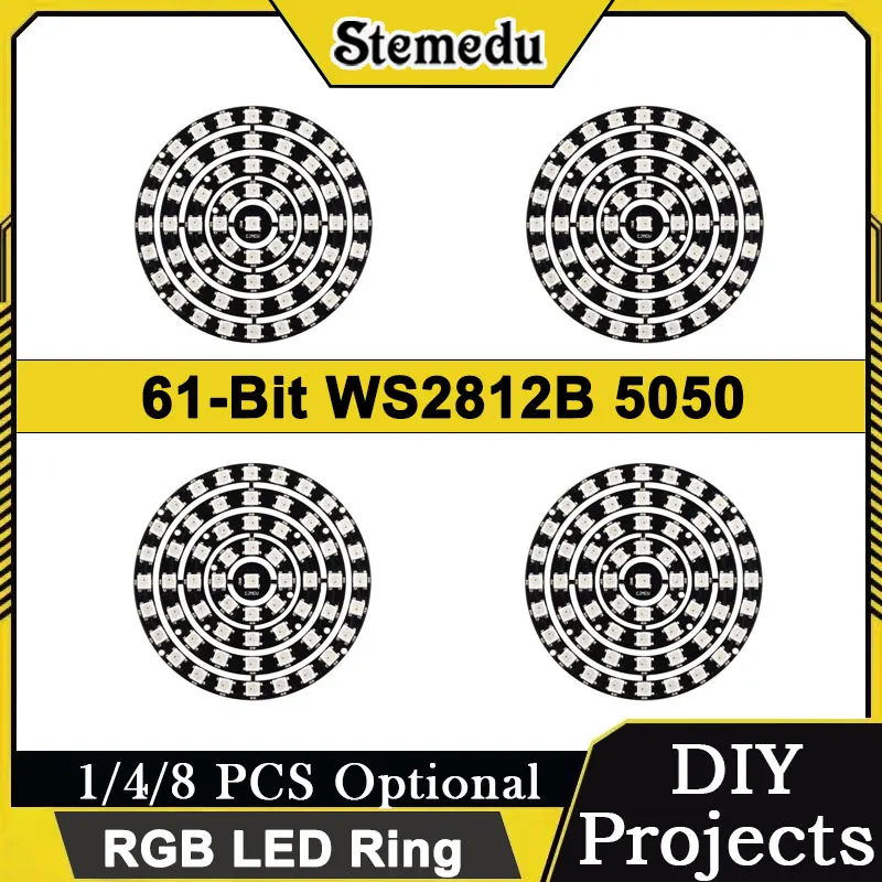 7/12/16/24/60 Bits WS2812B 5050 RGB LED Ring Programmable Lamp Light Arduino/Raspberry Pi Compatible 1/4/8 PCS Optional