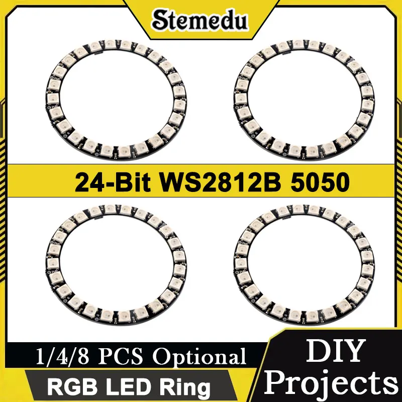 7/12/16/24/60 Bits WS2812B 5050 RGB LED Ring Programmable Lamp Light Arduino/Raspberry Pi Compatible 1/4/8 PCS Optional