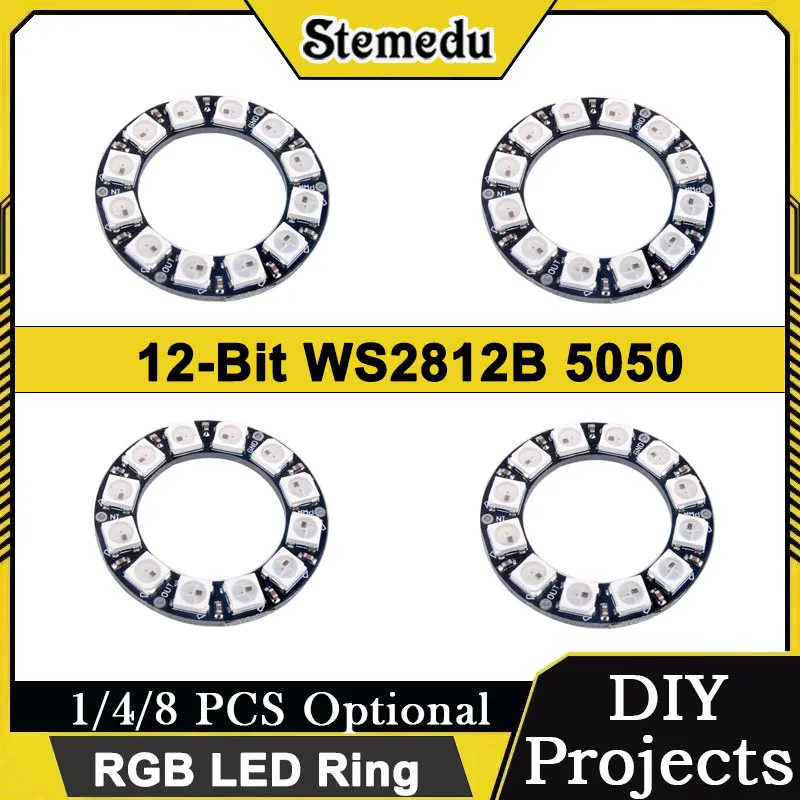 7/12/16/24/60 Bits WS2812B 5050 RGB LED Ring Programmable Lamp Light Arduino/Raspberry Pi Compatible 1/4/8 PCS Optional